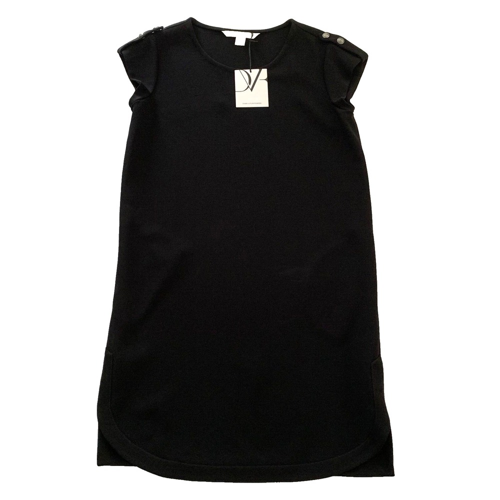 NWT Diane von Furstenberg DVF Dominique LBD Stretch Crepe Shift Dress 2‎ 0 XS